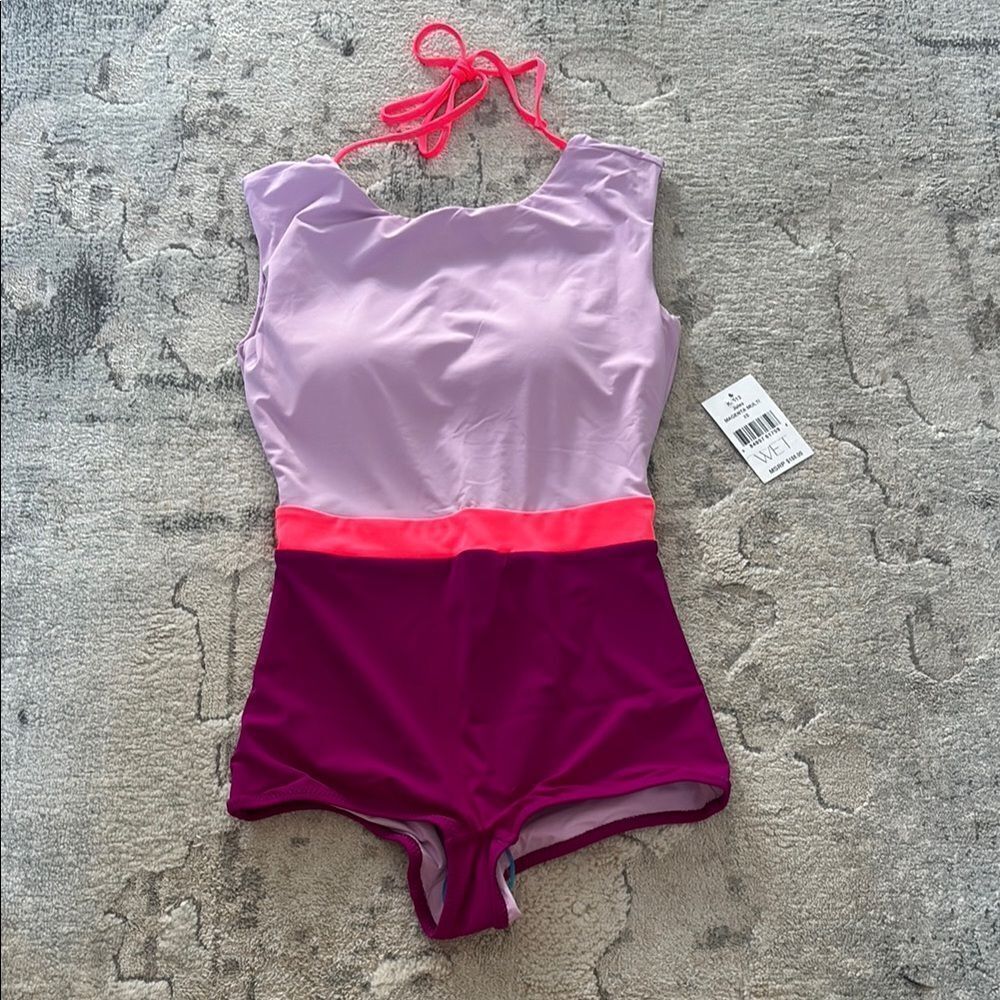 Vibrant Pink and Purple One Piece Swimwear with Modern Cuts